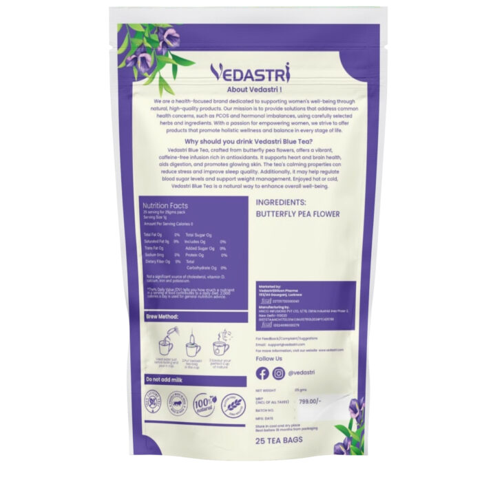 Vedastri Butterfly Pea Flower Blue Tea – Herbal Caffeine-Free Tea - Image 2